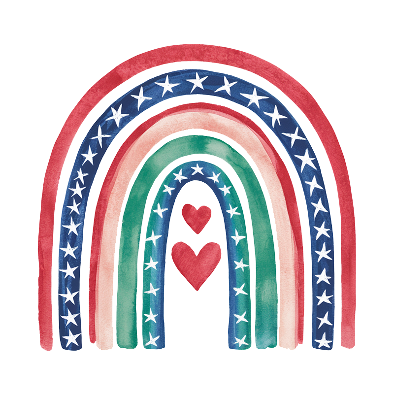 Independence Day Rainbow Love Heart Top