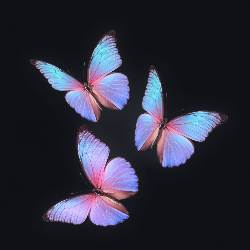 Butterfly Print Cotton Black T-Shirt Casual