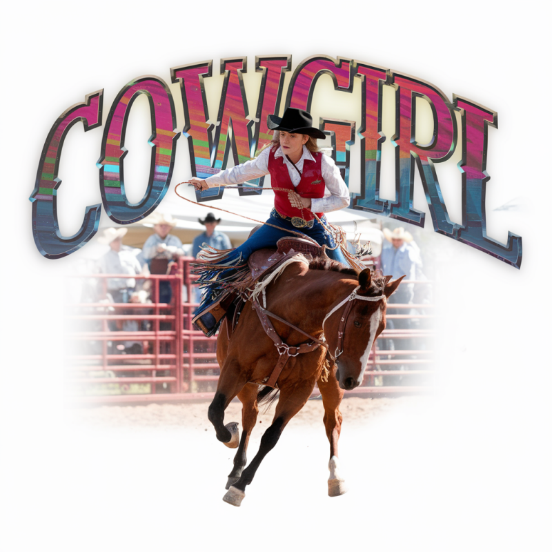 Cowgirl Riding T-Shirt - Western Style Graphic Tee