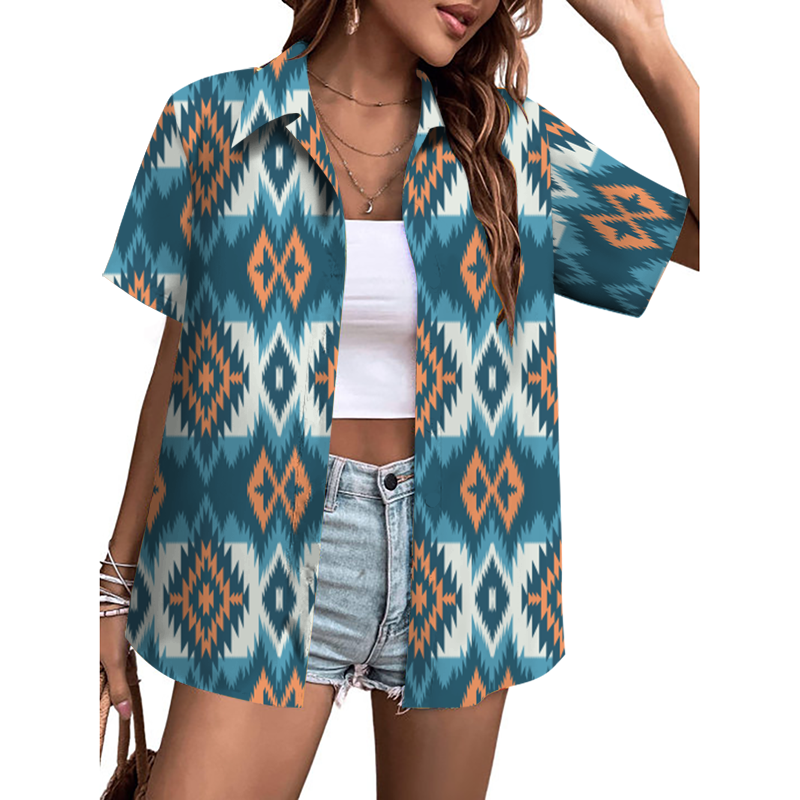 Geometric Pattern Button-Down Shirt
