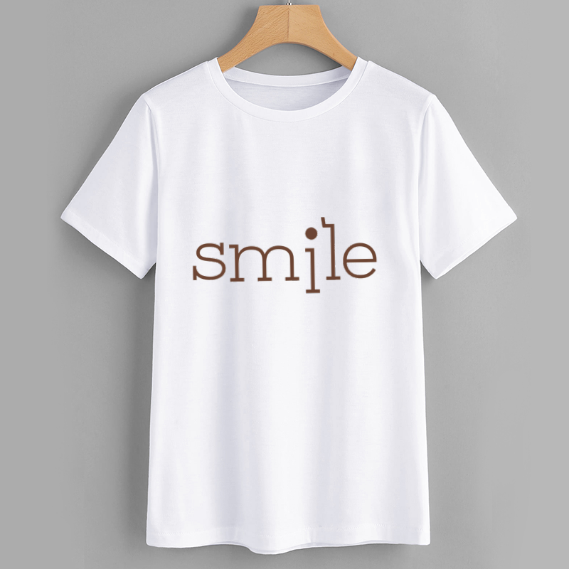 Smile Minimalist Cotton Graphic T-Shirt