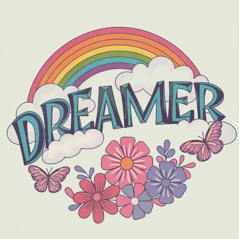 Colorful Dreamer Rainbow Graphic T-Shirt