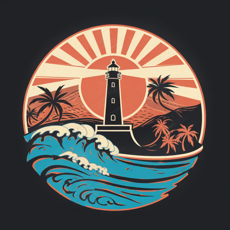 Lighthouse Sunset Graphic T-Shirt