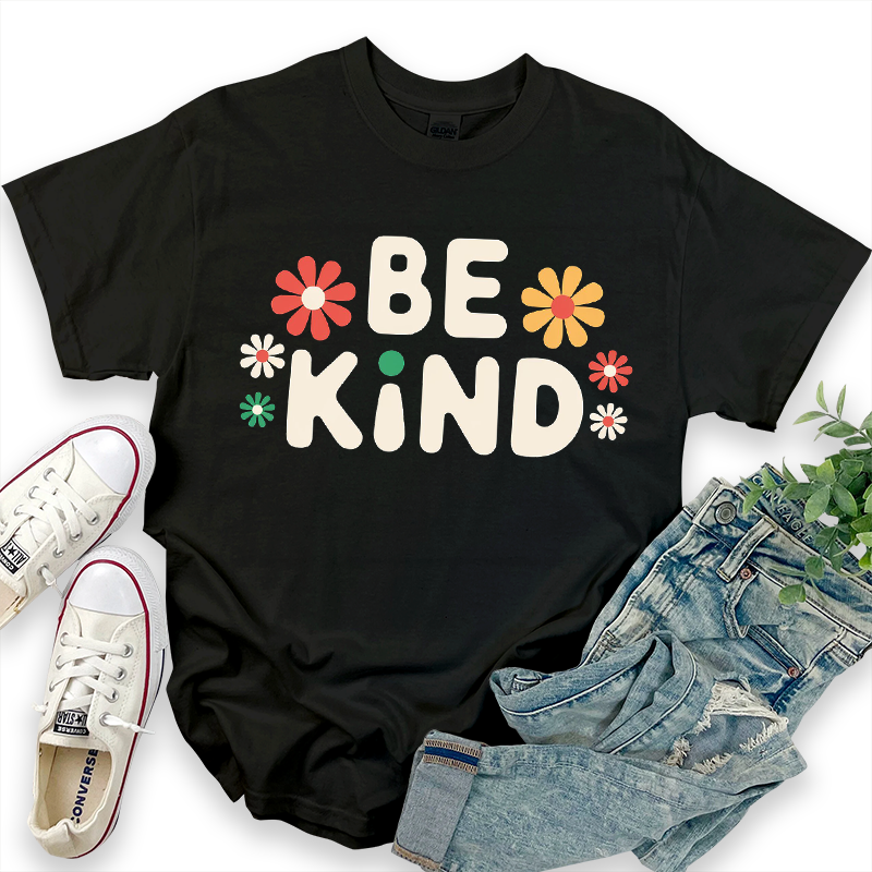 Casual Graphic Top with "Be Kind" T-Shirt