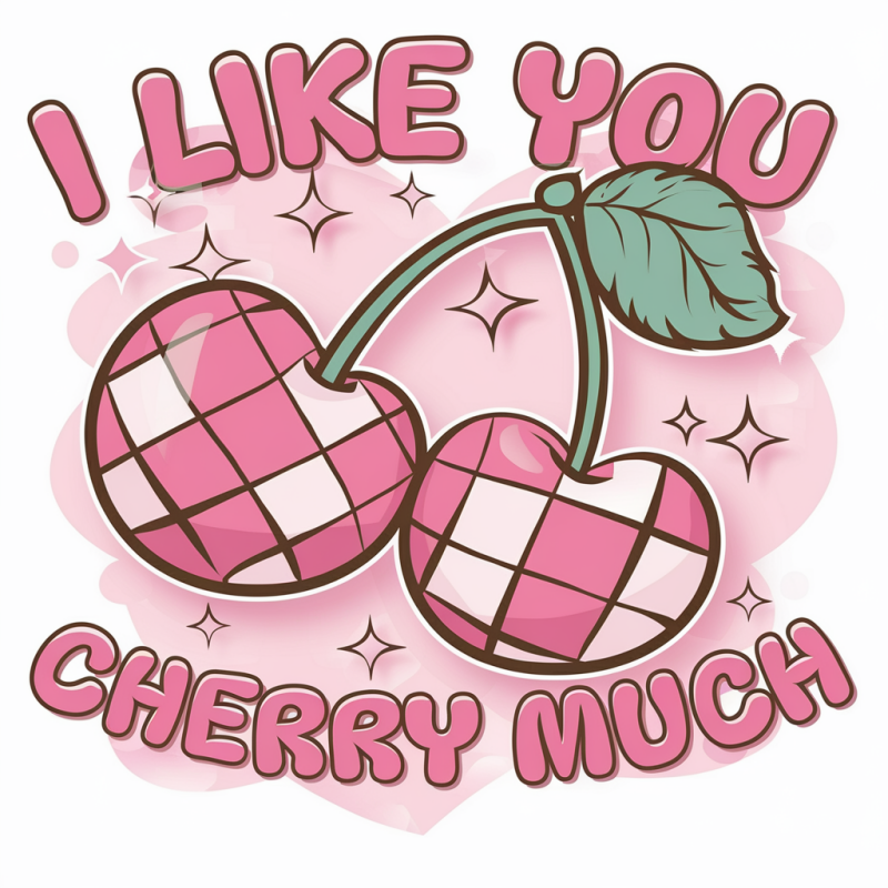 Cute Cherry Graphic T-Shirt - I Like You Cherry Much
