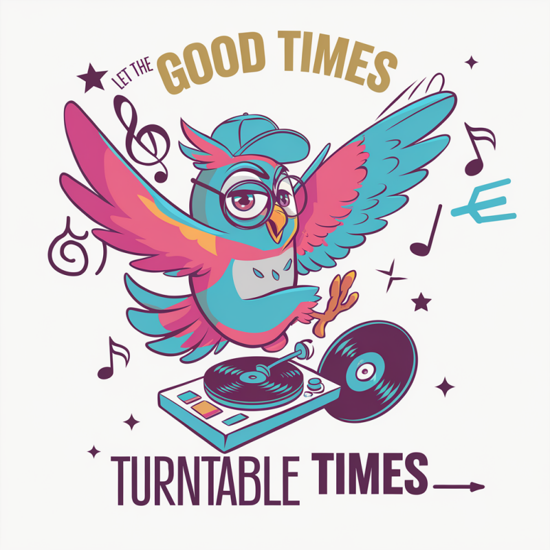 Vintage Style Owl Turntable Music T-Shirt