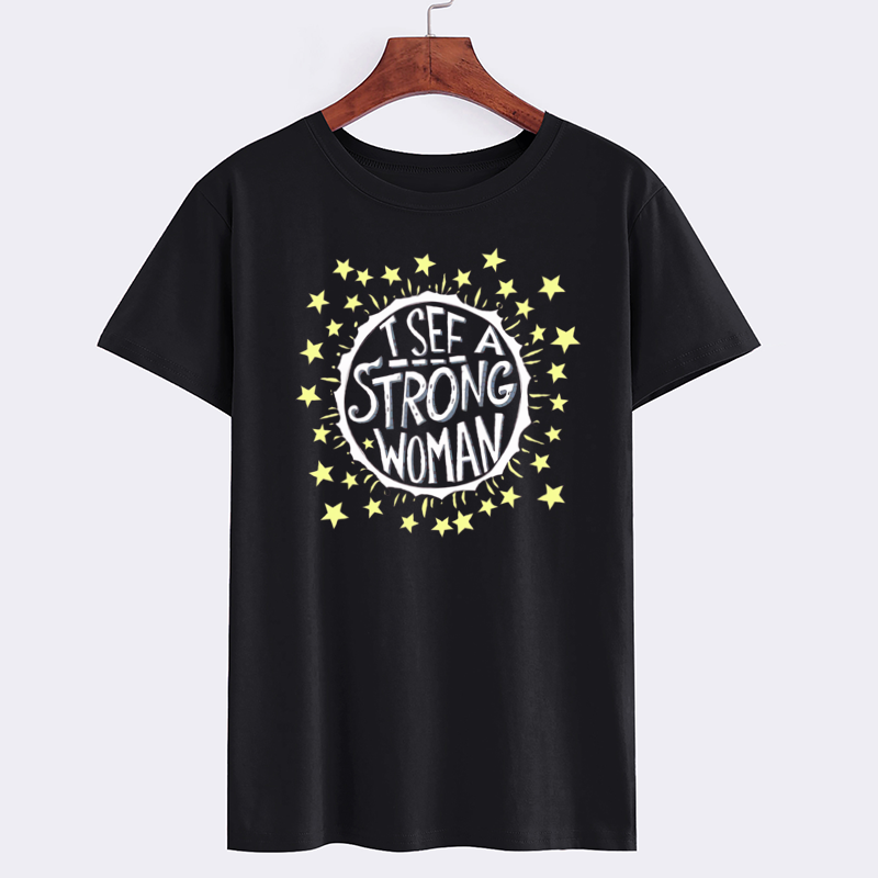 Star Print Motivational Graphic Cotton T-Shirt