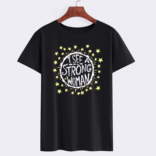 Star Print Motivational Graphic Cotton T-Shirt