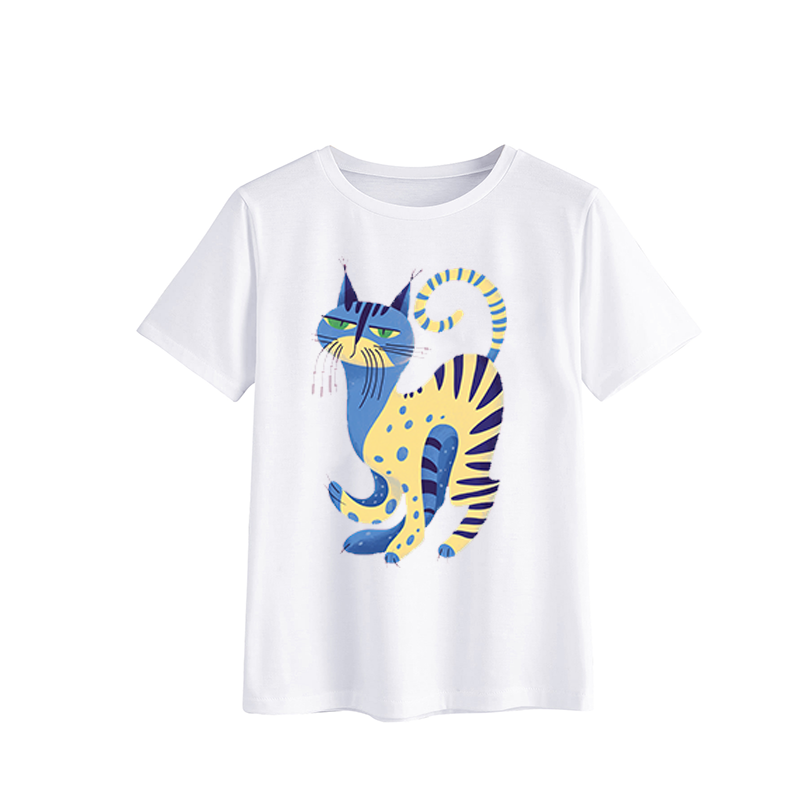 Artistic Cat Graphic T-Shirt for Cat Lovers