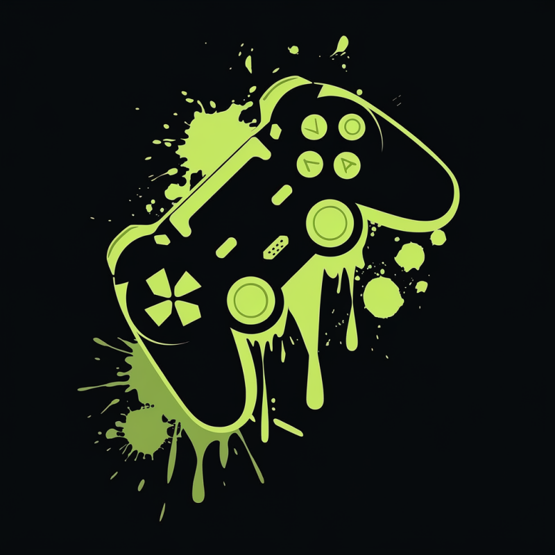 Black Gaming T-Shirt with Neon Controller Design