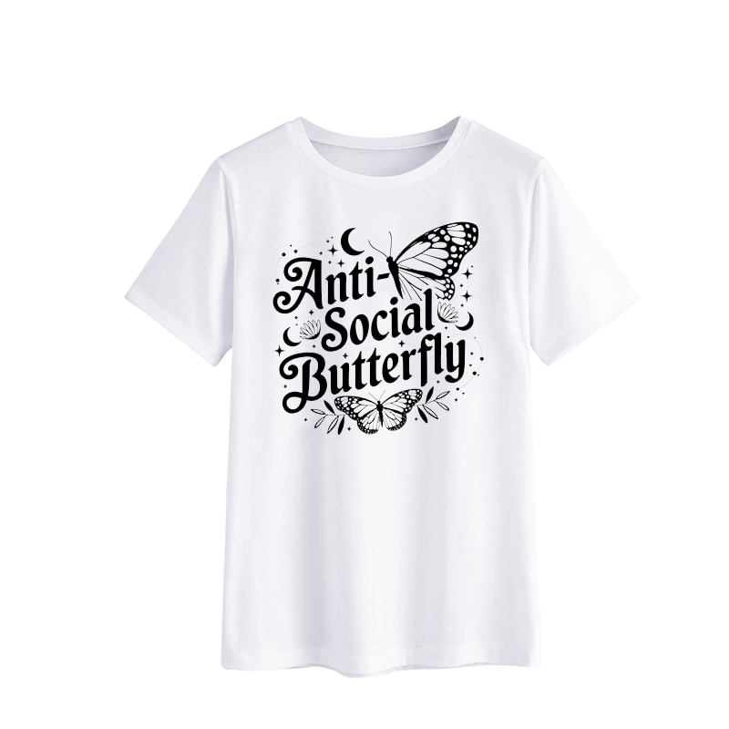 Anti-Social Butterfly Graphic T-Shirt
