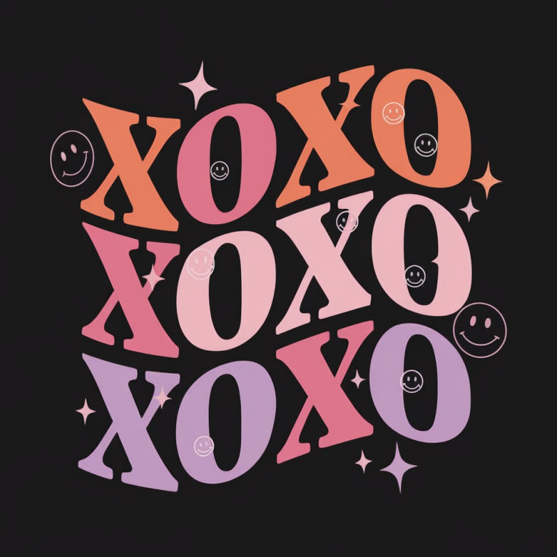 Trendy XOXO Graphic Black T-Shirt