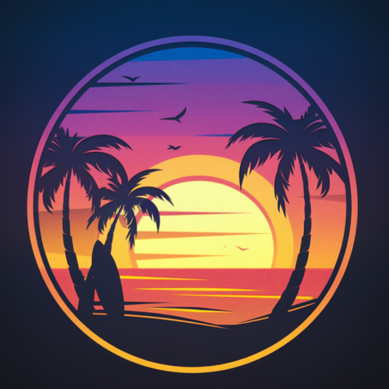 Sunset Palm Beach Graphic Cotton T-Shirt