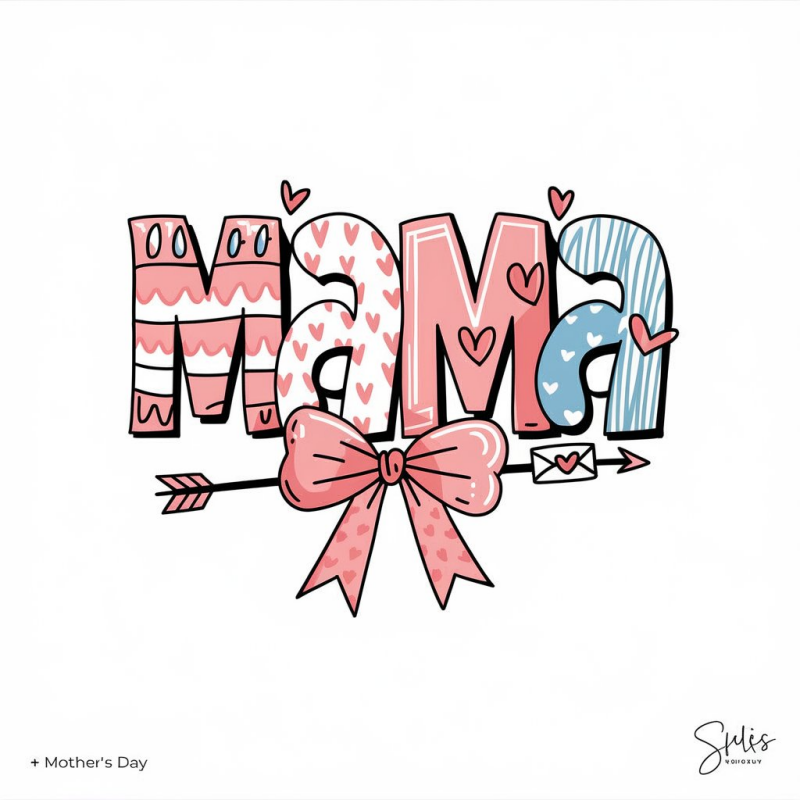 Cute Mama Graphic T-Shirt with Bow Design