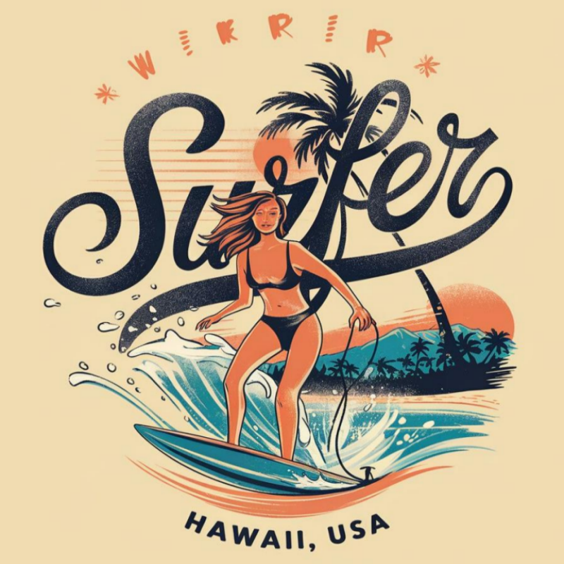 Hawaii Surfer Graphic T-Shirt