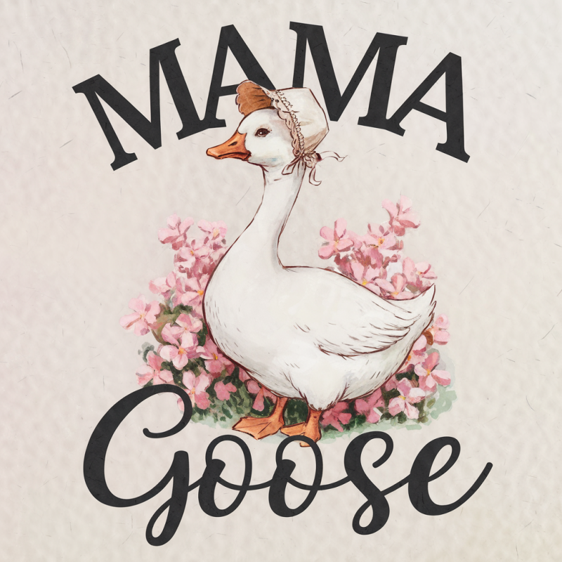 Cute Goose Graphic T-Shirt with Floral Design