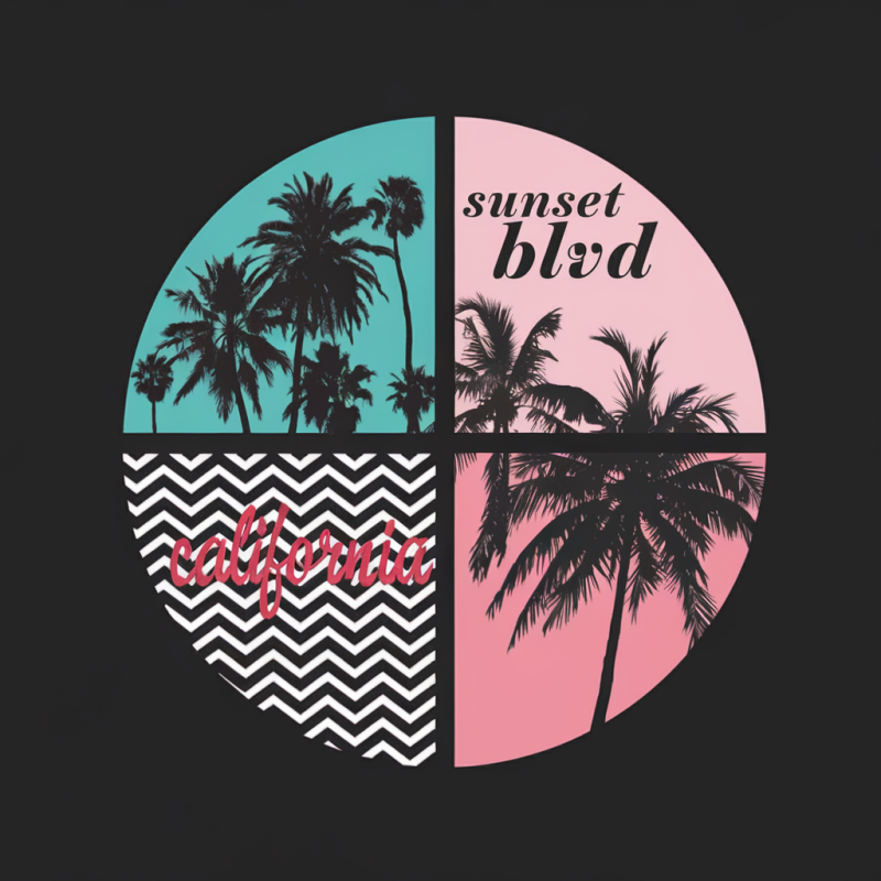 Sunset Blvd Graphic T-Shirt with Palm Tree Design