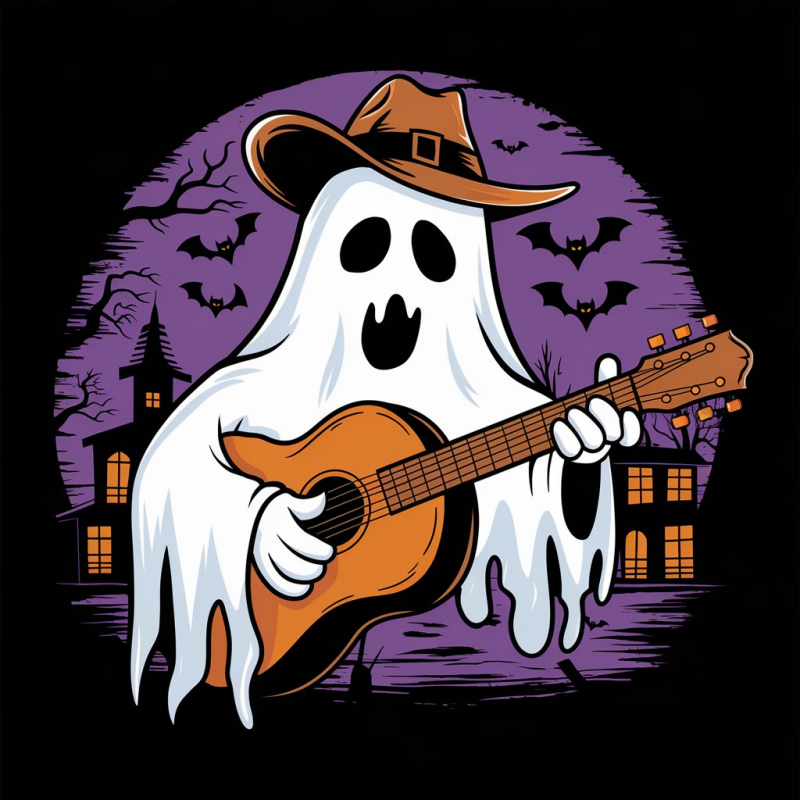 Funny Ghost Musician Graphic T-Shirt