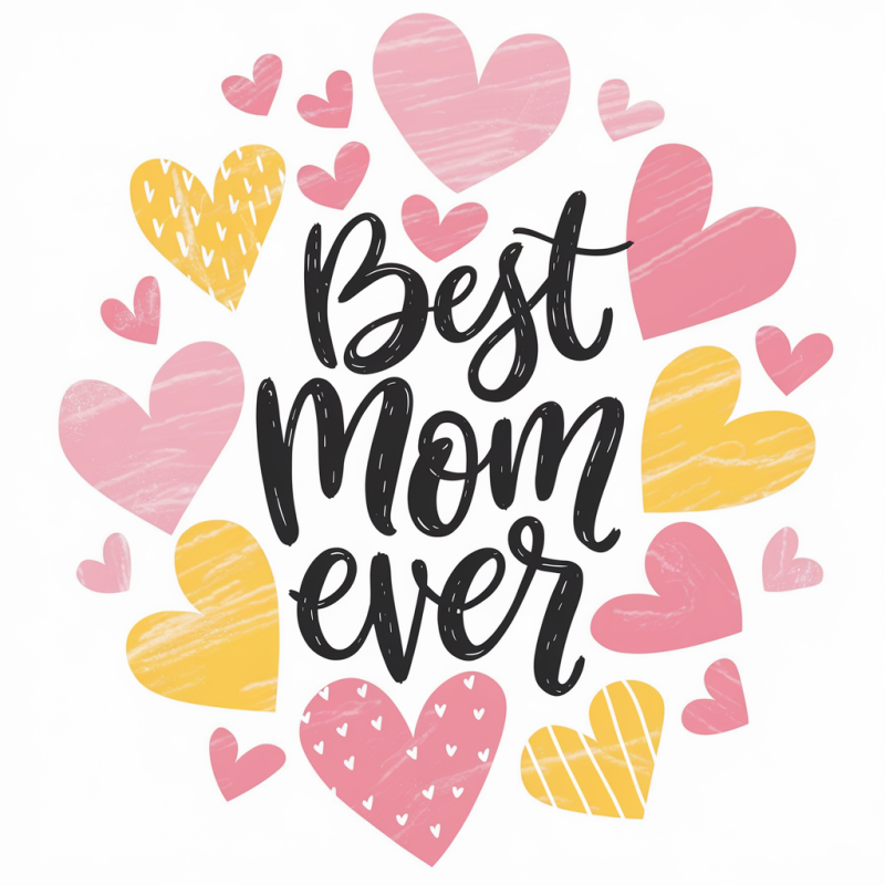 Best Mom Ever Heart Graphic Cotton T-Shirt