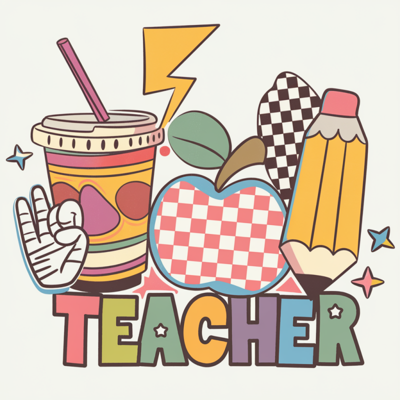 Colorful Teacher Graphic T-Shirt