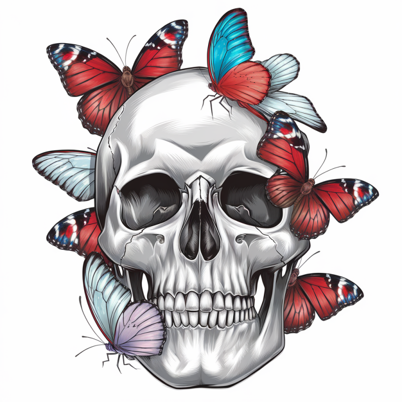 Skull Butterfly Graphic Cotton T-Shirt