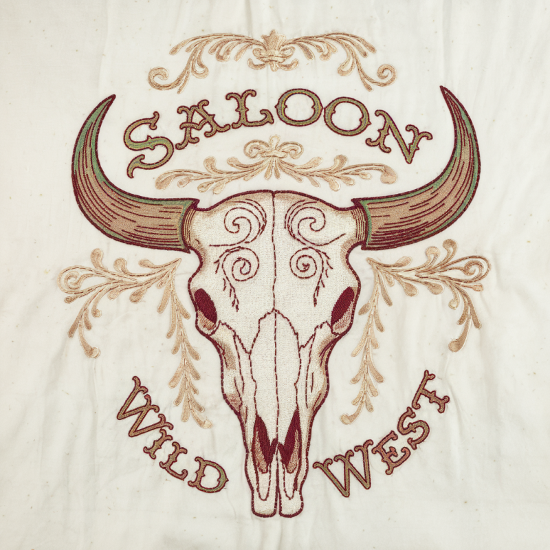 Wild West Saloon Cow Skull Graphic T-Shirt