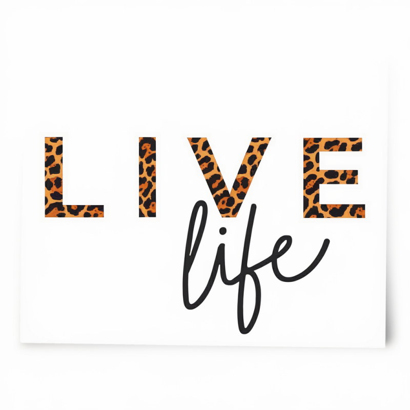 UrbanChic Leopard Print LIVE Life Cotton T-Shirt