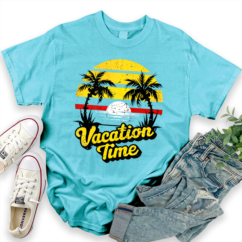 Casual Graphic Top - "Vacation Time" T-shirt