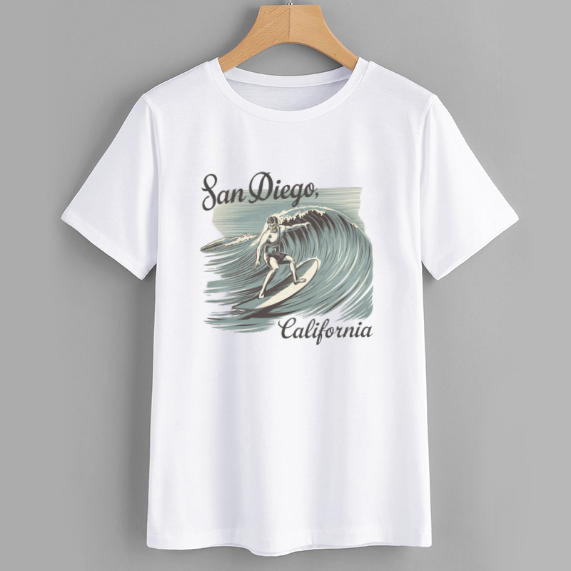 RetroSan Vintage Surf Graphic T-Shirt Cotton