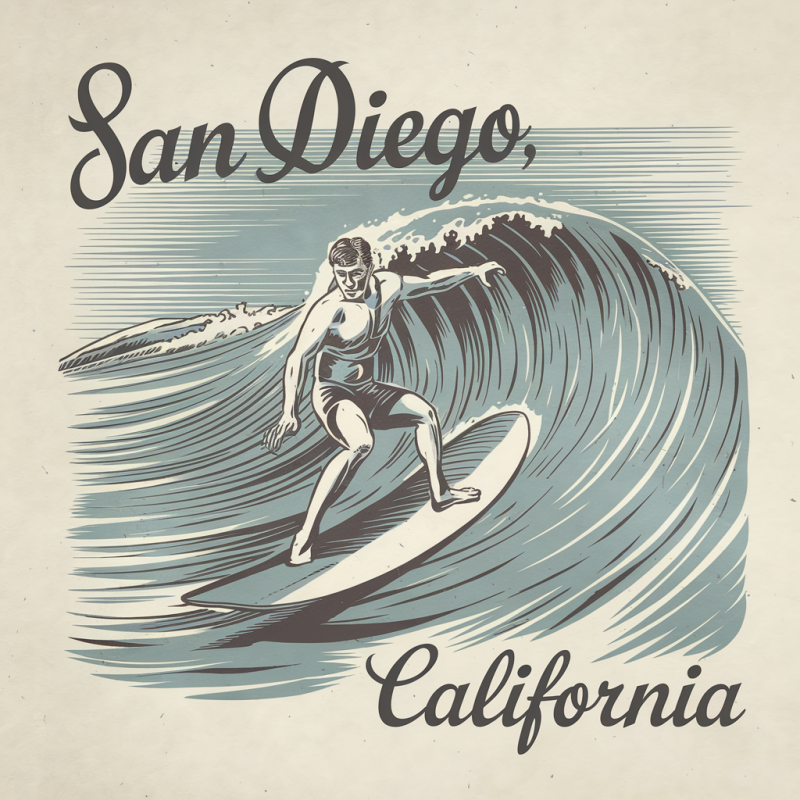 RetroSan Vintage Surf Graphic T-Shirt Cotton