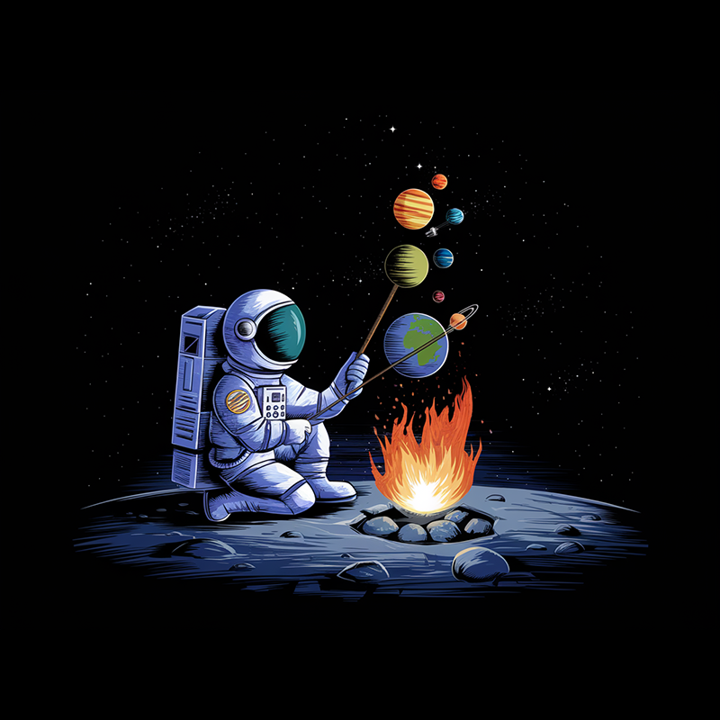 Astronaut Campfire Graphic T-Shirt