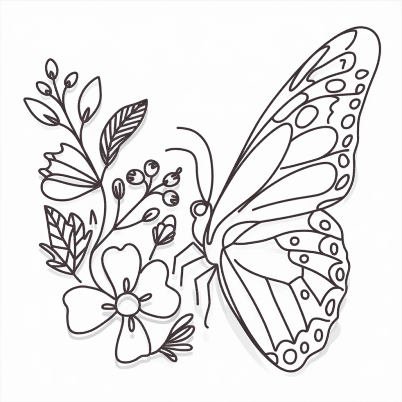 Floral Butterfly Graphic T-Shirt for Women