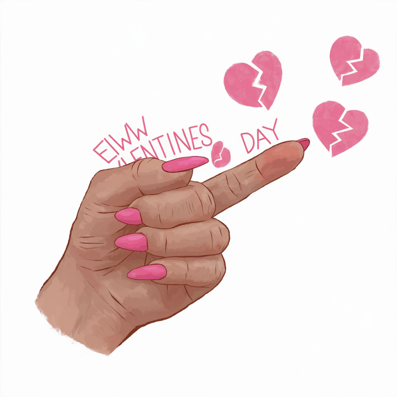 Funny Valentine's Day Graphic Tee with Hand Gesture