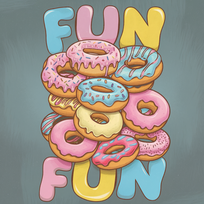 Colorful Fun Donut Graphic T-Shirt