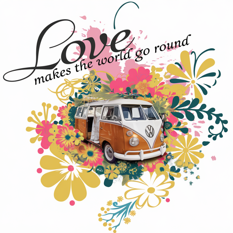 Retro Floral Van Cotton Graphic T-Shirt