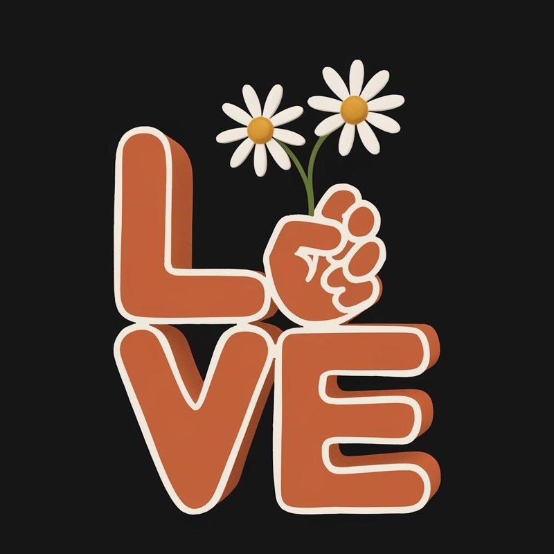 Graphic Love T-Shirt with Floral Design