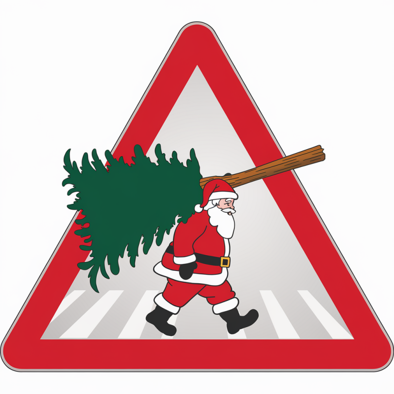 Santa Claus Carrying Christmas Tree Graphic Tee