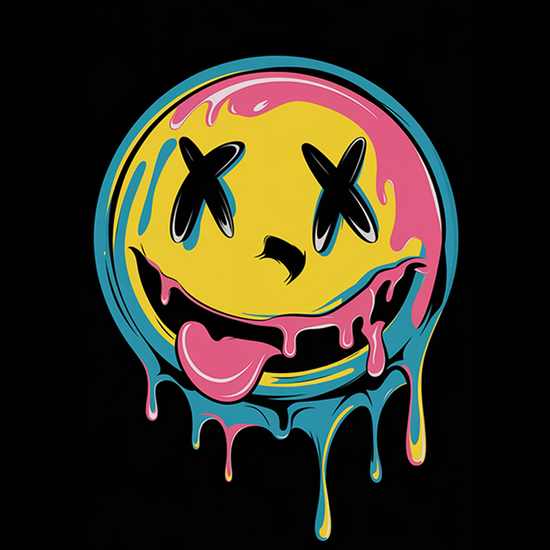 Dripping Smiley Face Graphic T-Shirt