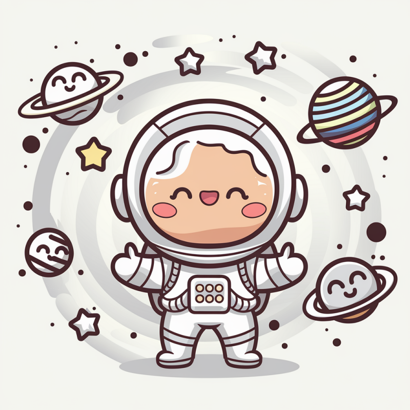 Cute Cartoon Astronaut Graphic T-Shirt for Kids