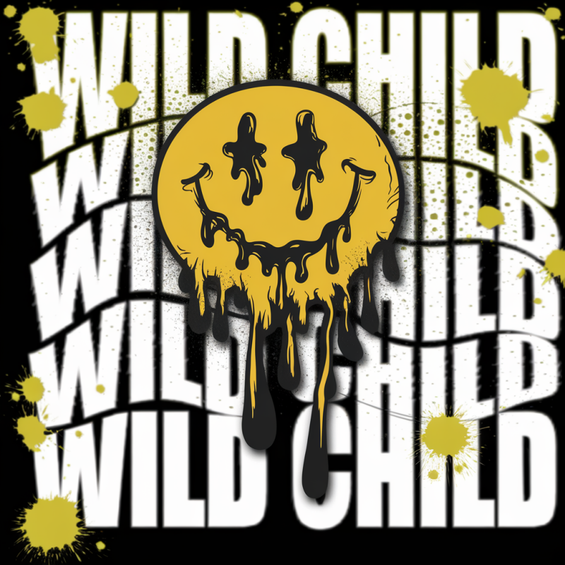 Dripping Smiley Face Graphic T-Shirt - Unisex Casual Tee