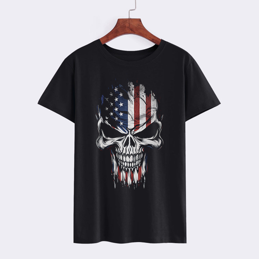 American Flag Skull Graphic T-Shirt
