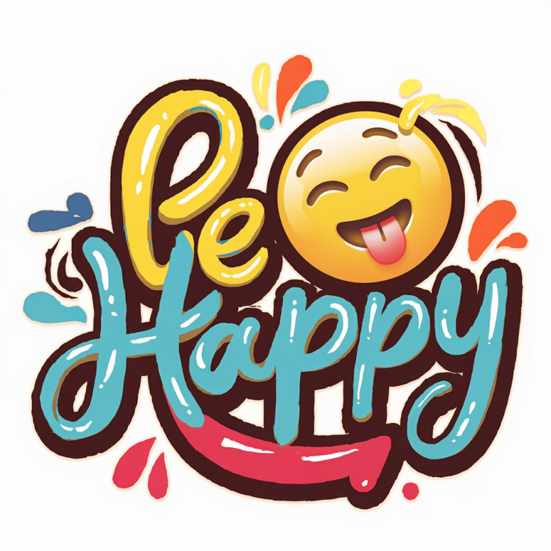 Be Happy Graphic Tee - Fun Smiley Face T-Shirt