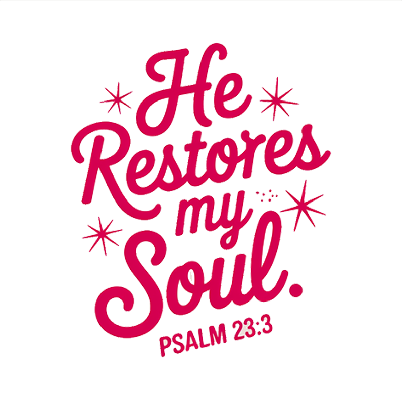 Bible Quote 'He Restores my Soul' Printed Casual T-shirt