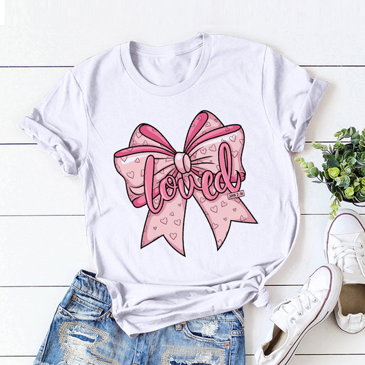 Loved Bow Top Pattern T-Shirt