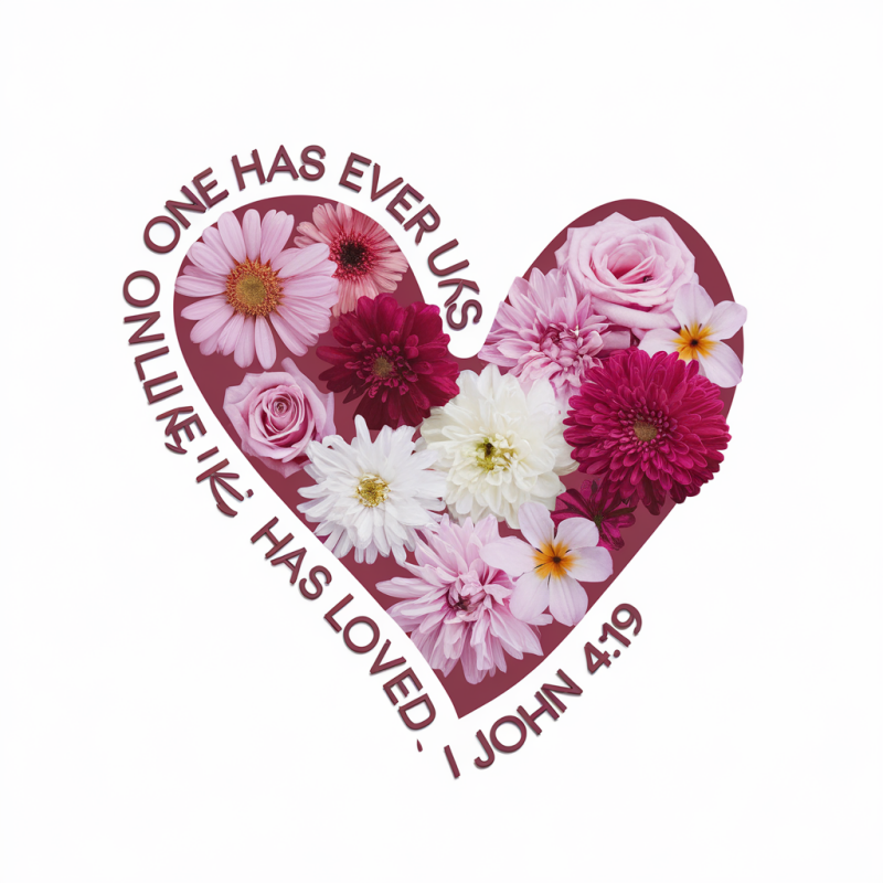 Faith Floral Heart Cotton T-Shirt Christian Bible Verse