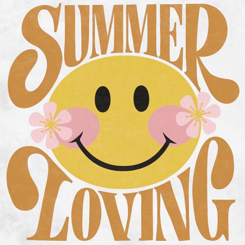 Retro Summer Loving Smiley Face Cotton T-Shirt