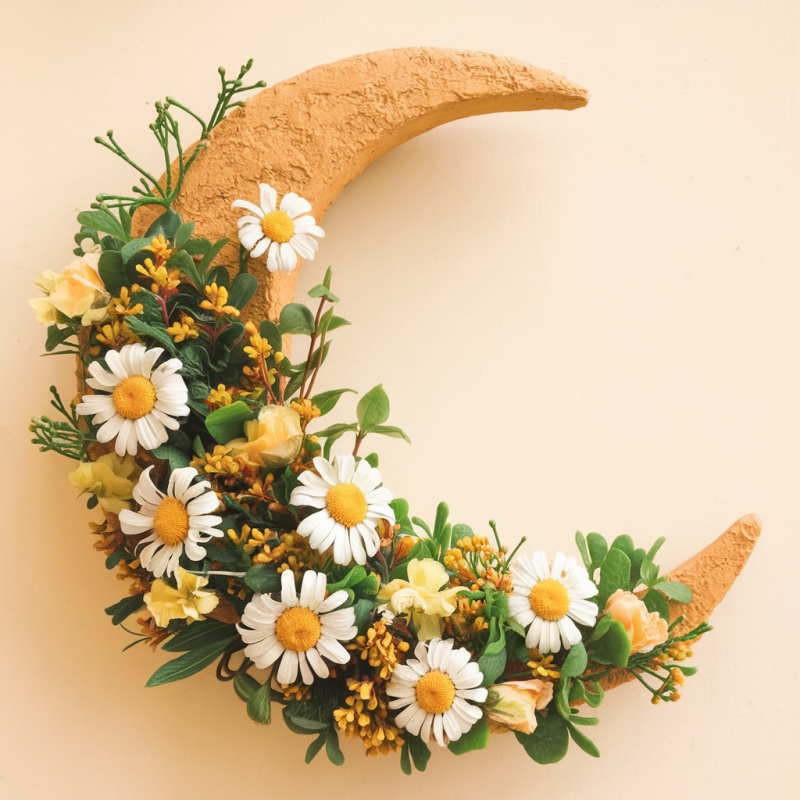 Floral Crescent Moon Graphic T-Shirt