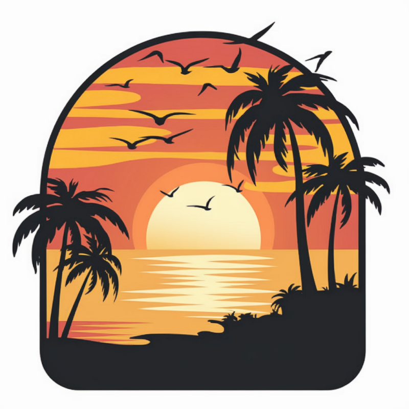 Sunset Palm Tree Graphic T-Shirt