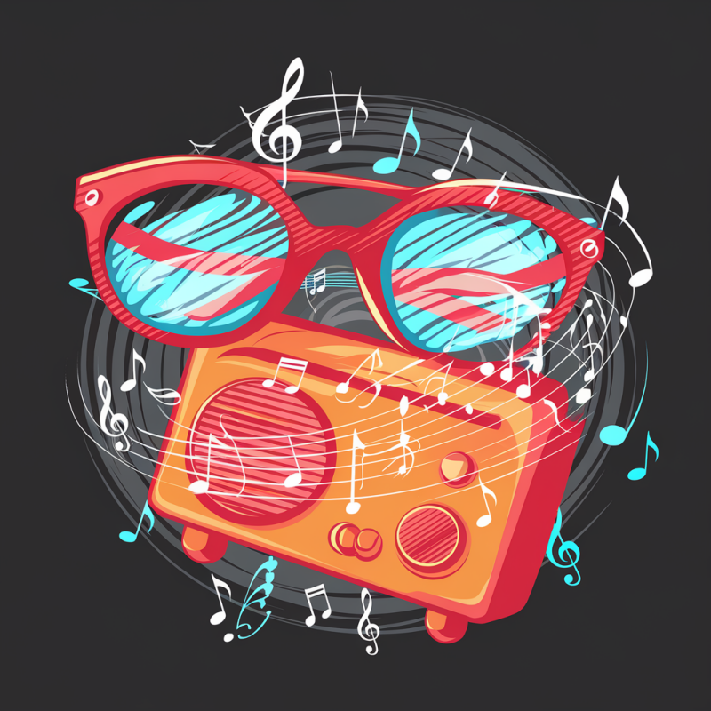 Retro Radio Graphic Cotton T-shirt