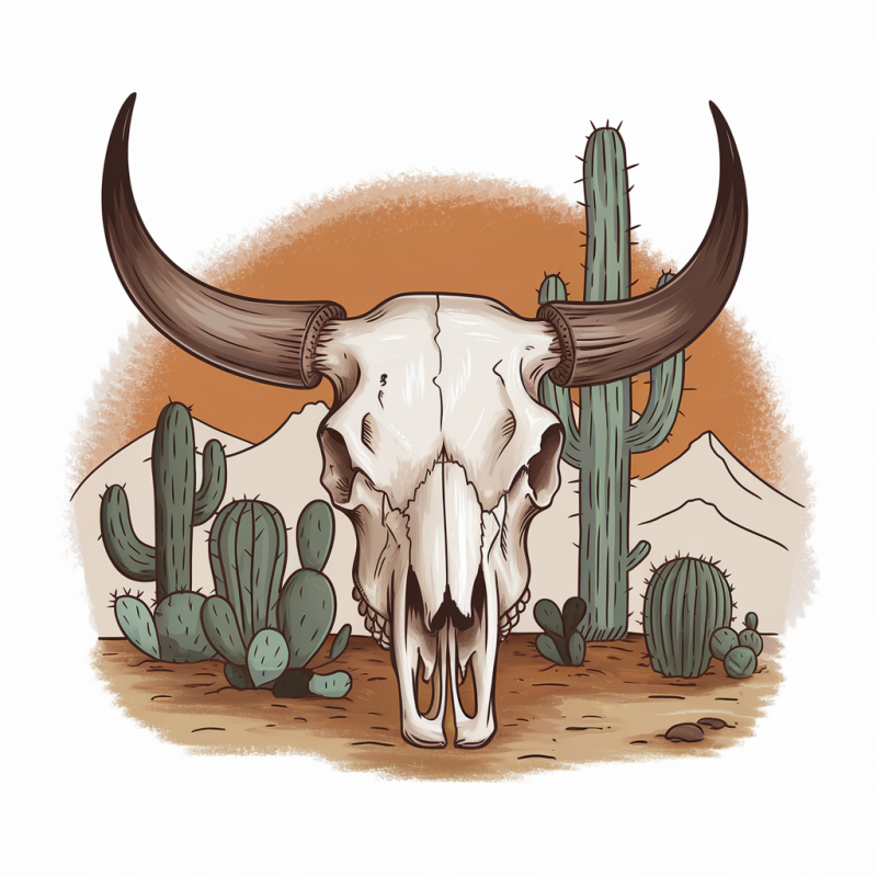 Western Bull Skull Graphic T-Shirt